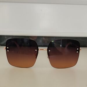 Express Brown Gradient Square Sunglasses